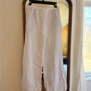 Wilfred White Wide-Leg Linen Pants